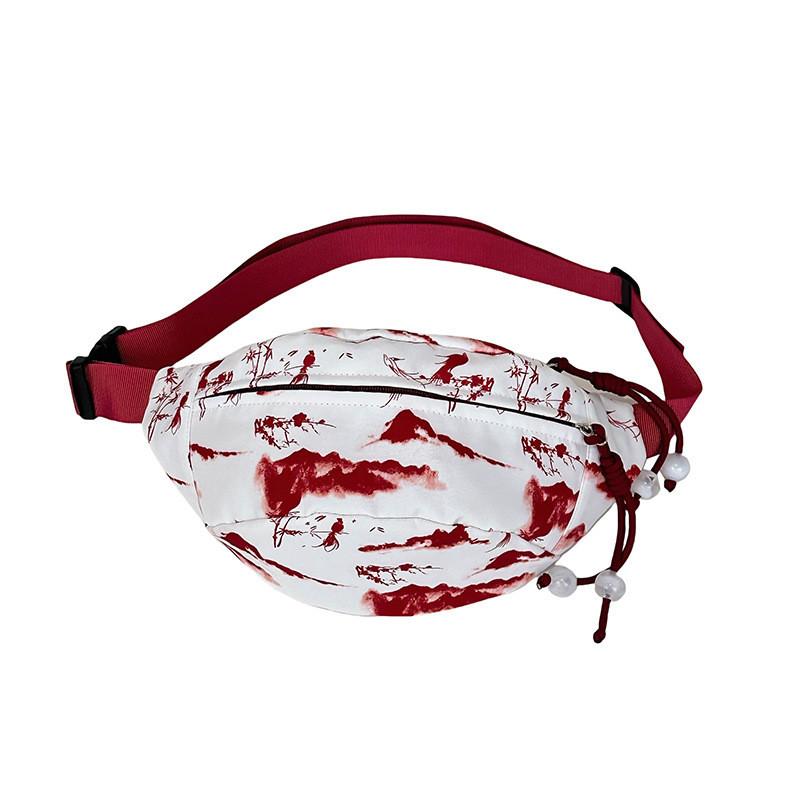 Fashionable Gray Red Blue Pink Ink-wash Chest Bag Ideal For Sports And Cycling