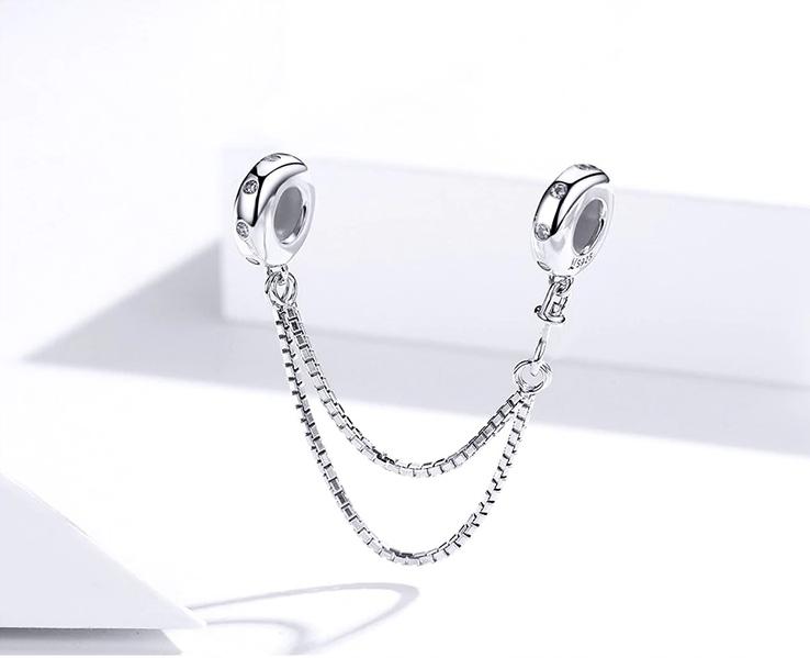 Charms Chain 925 Security Double Cubic Zirconia Beads Crystal