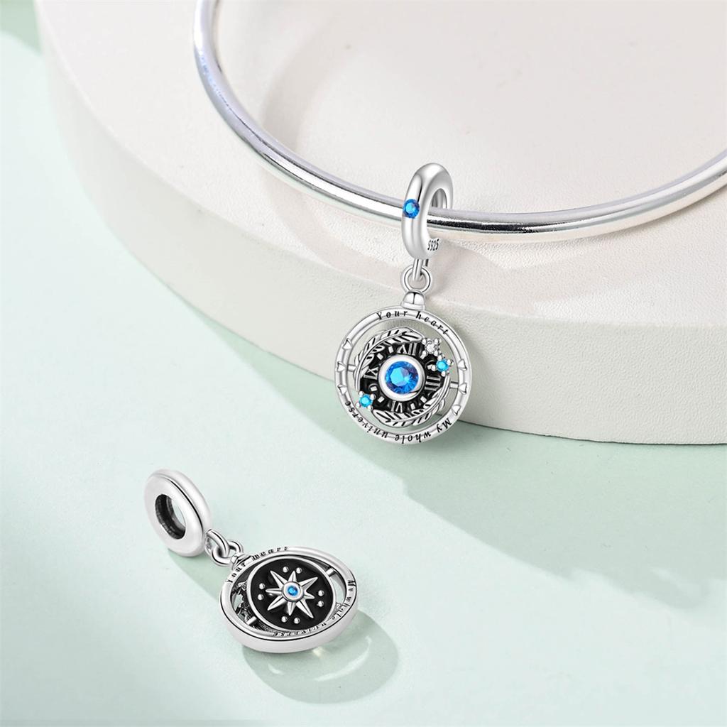 Copper Poker Alarm Clock Charms Colored Zircon Camera Beads Pendant Fit Brand Bracelet Diy Birthday Jewelry Gift
