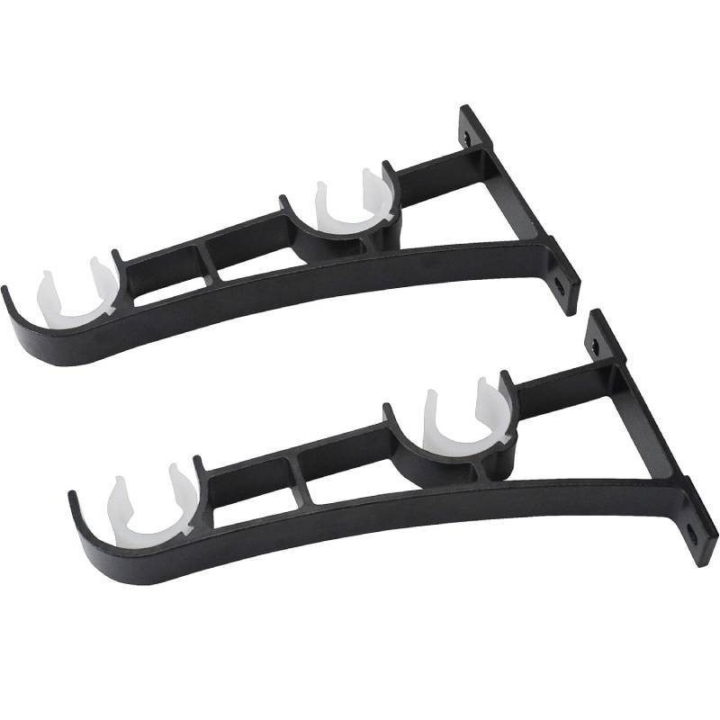 Aluminum Alloy Curtain Rod Bracket With White Double Rod Holders For Home Decor