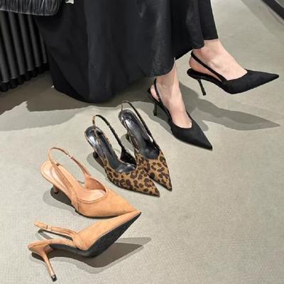 Pantofi de Damă de Vară 2025 Slip-on Pantofi cu Toc Înalt Femei Sexy Imprimeu Leopard Birou Carieră Pantofi cu Toc Noi pentru Rochie Petrecere Sandale cu Vârf Ascuțit