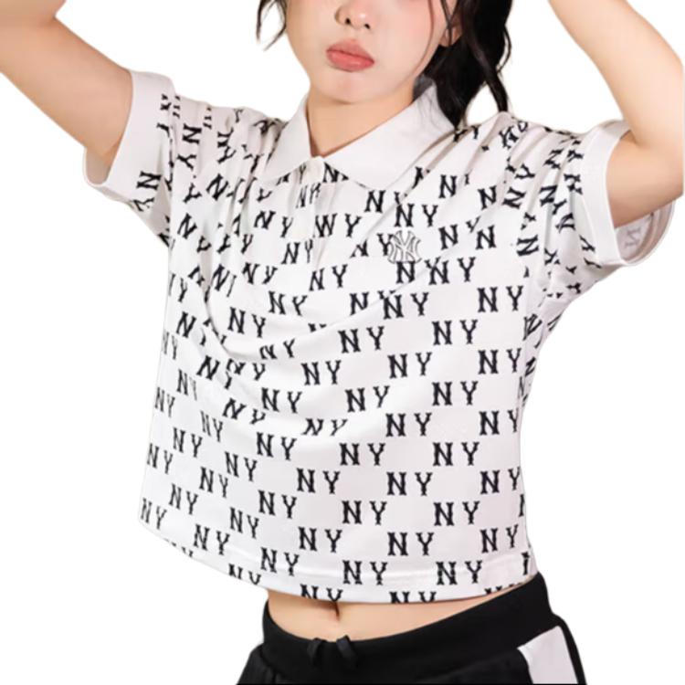 MLB Monogram Polo Shirt Unisex Ivory White 3FPQM0143-50IVS