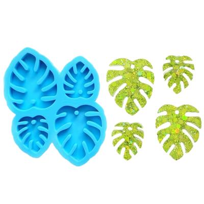 Crystal Epoxy Earrings Jewelry Molds Hanging Pendant Decoration Monstera Deliciosa Irregular  Silicone Mold