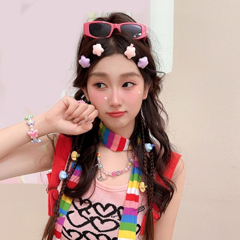 Y2k 90s Aesthetic Candy Color Star Hairpin for Woman Cute Duckbill Hair Clip