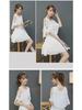 2025 Spring Off-Shoulder Chiffon Dress with Lotus Leaf Sleeves - Medium-Length White Fairy Skirt for Women