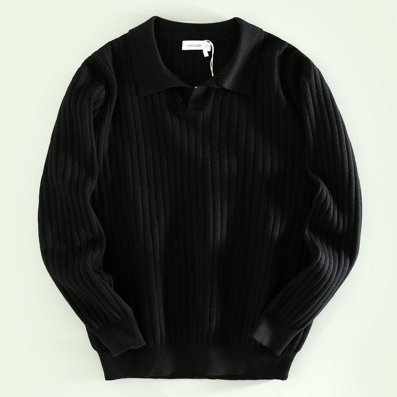 Men's Knitwear for Export, New Spring and Autumn Style, Turn-Down Collar Sweater, Casual Versatile Long-Sleeve Base Shirt for Trendy Men