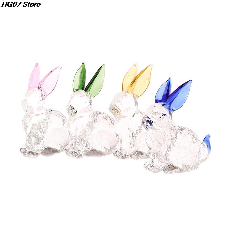 Crystal Glass Rabbit Butterfly Swan Statue Mascot Animal Handmade Figurines Ornaments For Garden Home Living Room Office Table