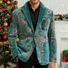 Men's Printing Corduroy Warm Pocket Suit Jacket Cardigan Men's Casual Suit