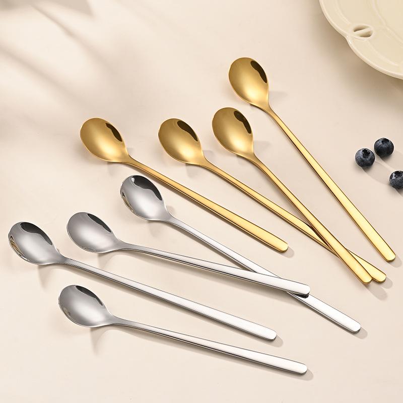 Gold Long Handle 304 Stainless Steel Water Drop Spoon for Stirring Desserts and Coffee