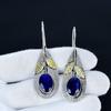 Blue Sapphire Gemstone Earrings, 925 Sterling Silver Earrings, Handmade Silver Earrings For Gift, Sapphire Dangle Earrings Valentine's Day Gift