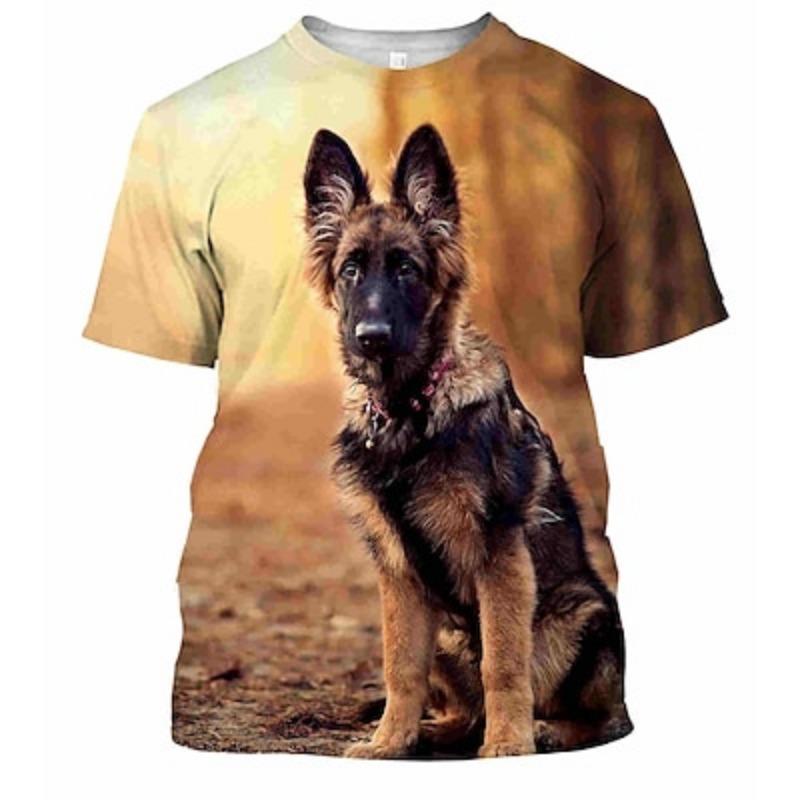 Animal Dog German Shepherd T-shirt Anime 3D Graphic For Couple's Men's Women's Adults' Masquerade 3D Print Casual Daily