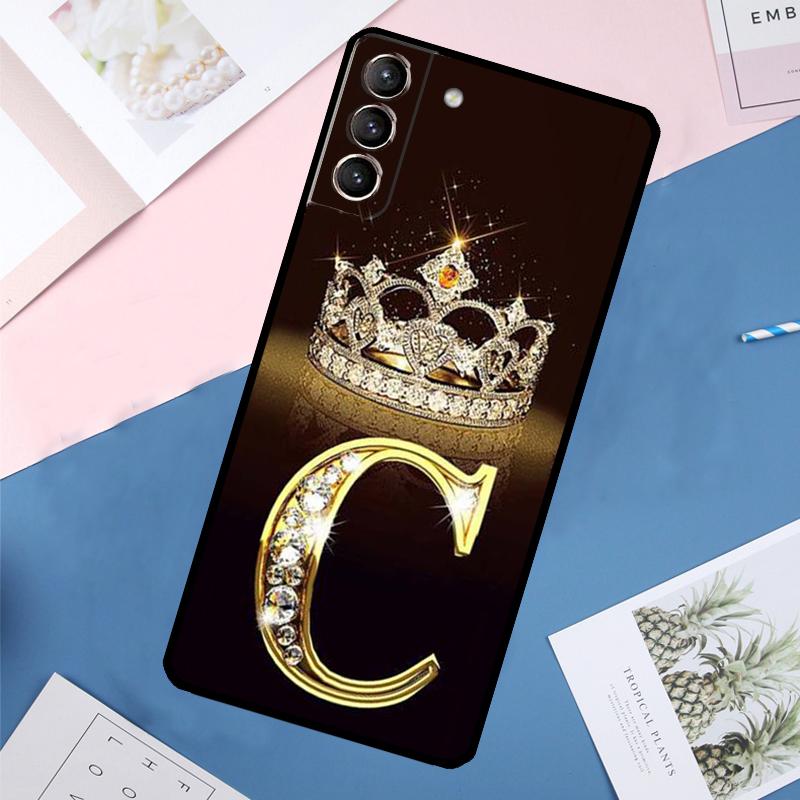 Letter Monogram Gold Marble Case For Samsung Galaxy S24 Ultra S21 S22 S23 S25 Ultra S9 S10 Plus S20 FE S23 FE Back Cover