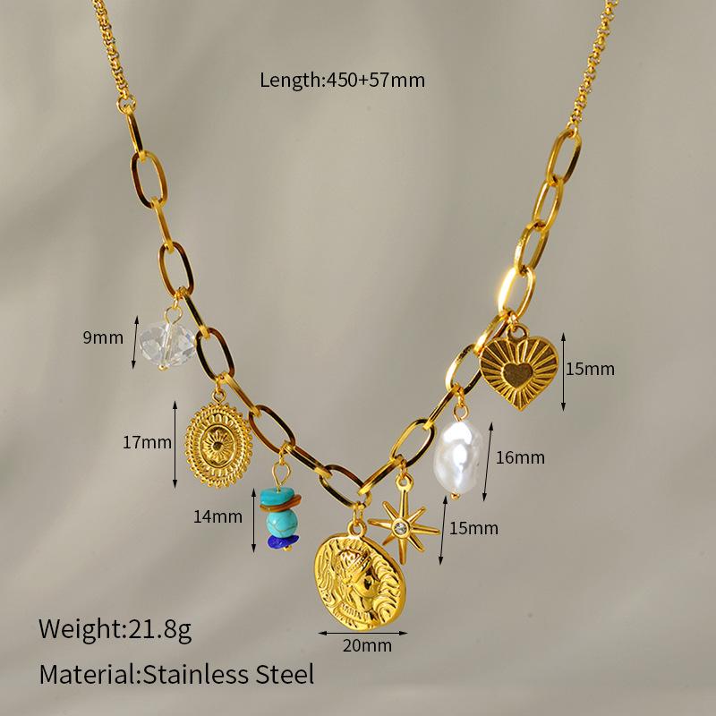 Minimalist Heart Flower Fringe Necklace Fashion Gold Layering Chain Jewelry