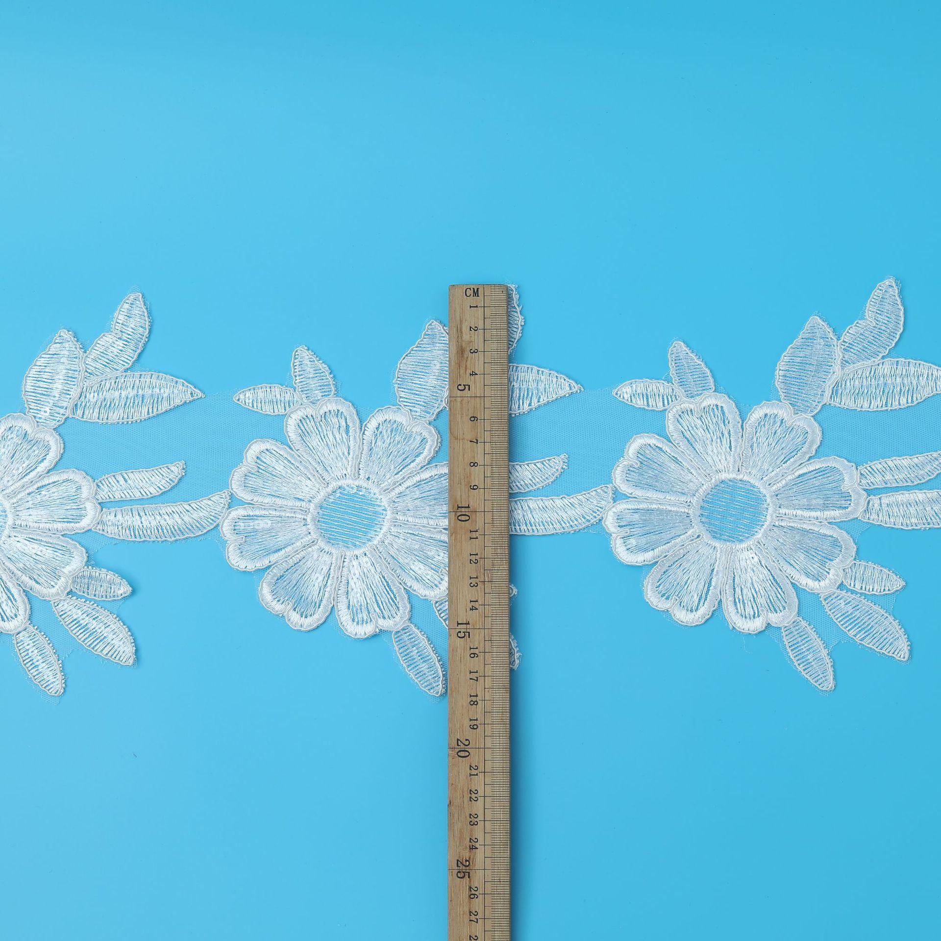 

Sequin Car Bone Lace Lace Fabric Bridal Accessories Wedding Dress Veil Watch Accessories 18Cm White/transparent sheet (width 18CM)