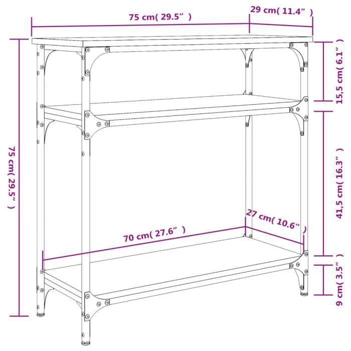 VidaXL Black Console Table 75x29x75 Cm Engineered Wood 834040