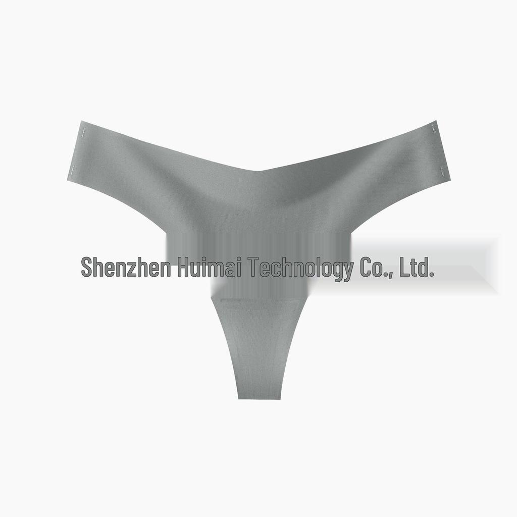 Women’s Plus Size Seamless Low-Waist Ice Silk Thong with Breathable Cotton Crotch