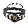 Bracciale Costellazione 1/12 Scorpione Sagittario Capricorno Acquario Corda Nera Bottone in Pelle Gioielli Zodiacali Regalo