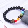 European & American Lava Stone Dog Paw and Peach Heart Bracelet - Natural Stone Yoga Mala