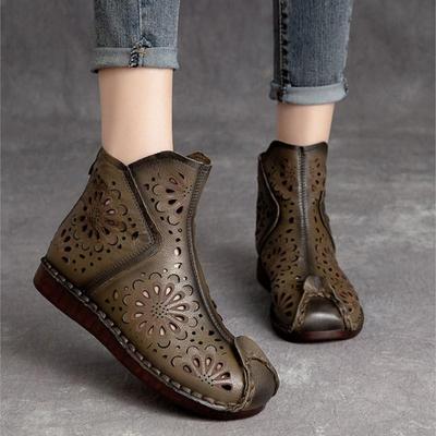 Sandali estivi Stivali svasati traspiranti retrò in vera pelle fatti a mano da donna zoccoli scarpe basse