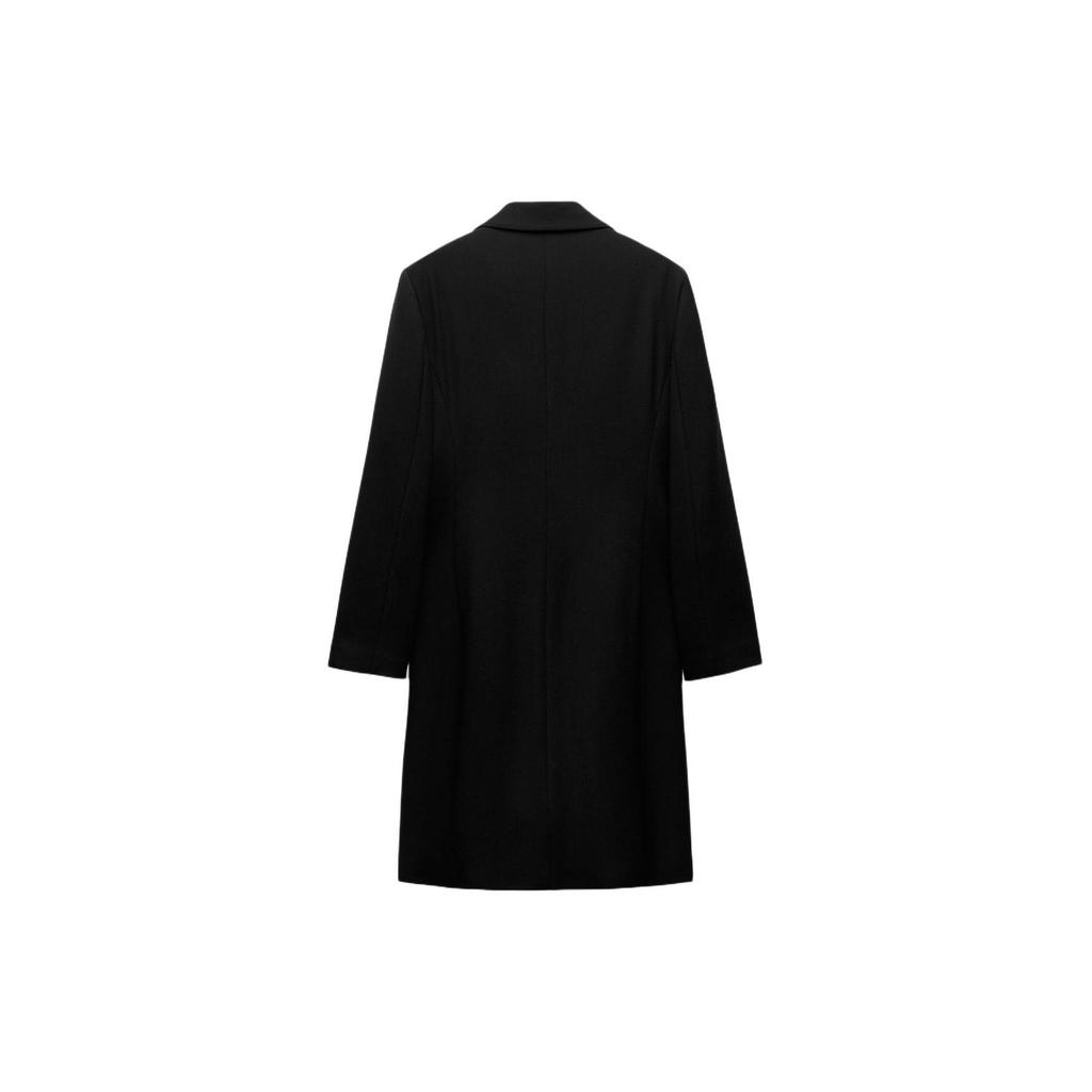 Zara Solid Color Double Breasted Long Sleeve Coat Women coats Black 8459788-800