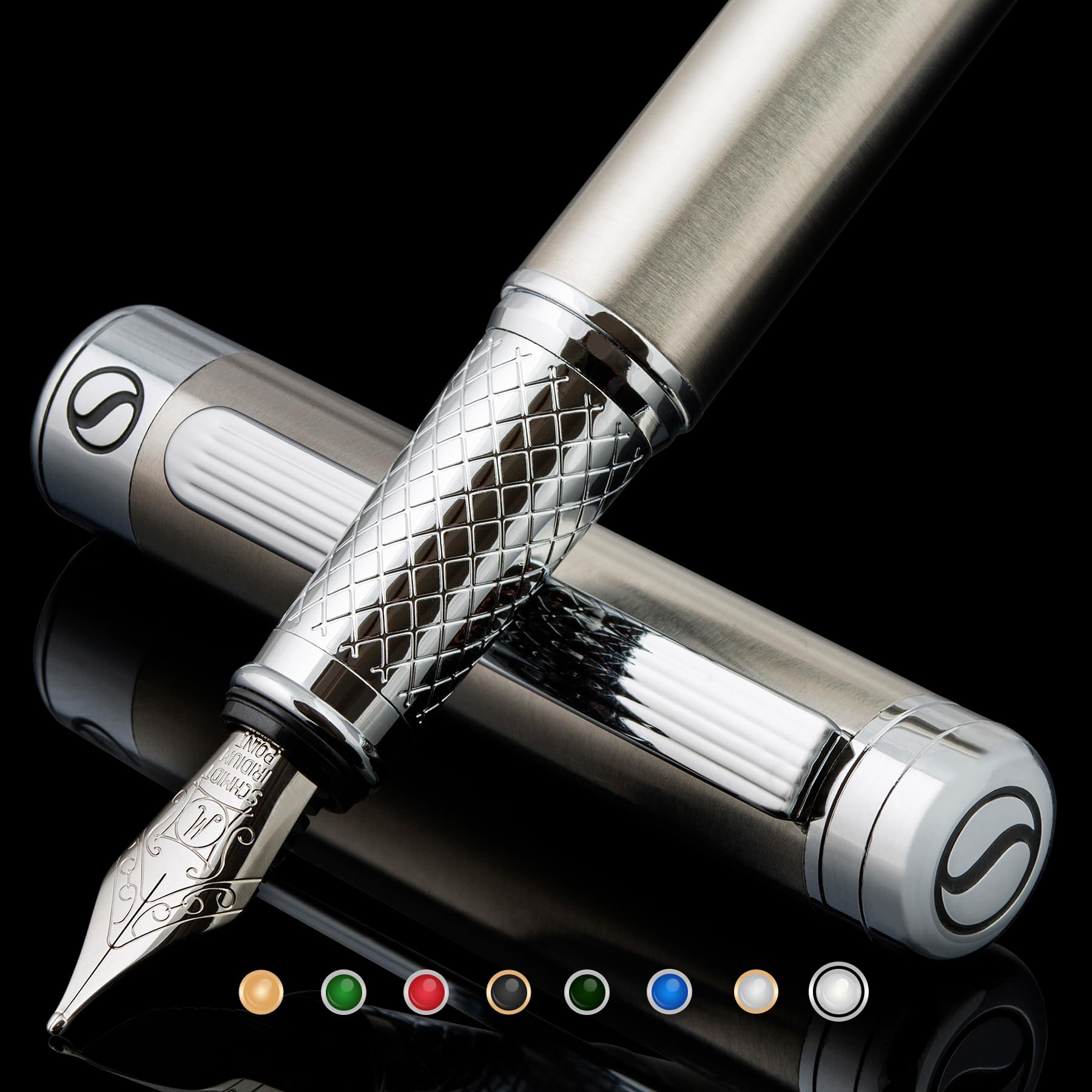 

Scriveiner Stainless Steel Fountain Pen Amazing Luxury Steel Schmidt Steel Nib Best Pen Gift Set for Men and Amazing Designer Pen - Finish, (Medium),