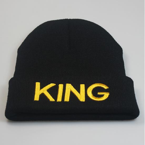 Autumn and Winter Popular European and American styles for men and women KING QUEEN Embroidered Knit Hat Couple's woolen hat Beanie winter hat