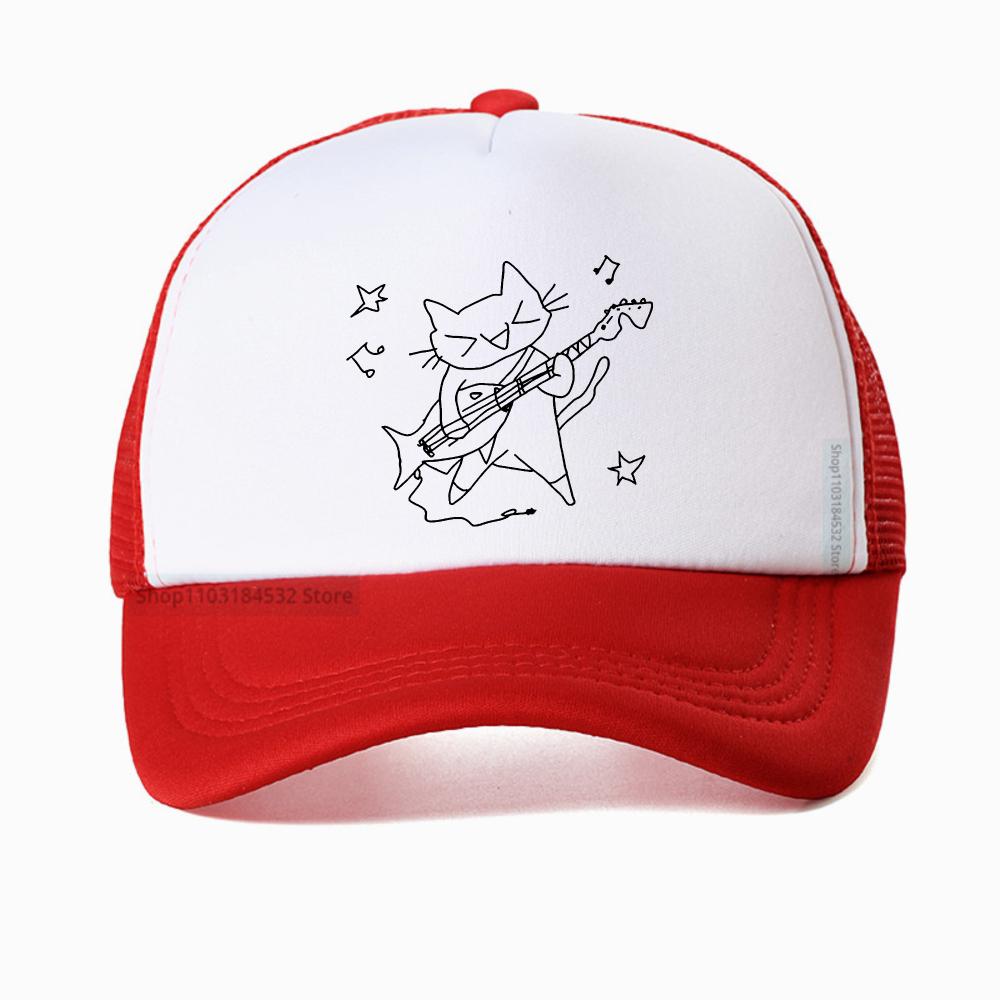 Music Is My Life Cat Graphic Baseball Cap Unisex Summer Fashion Visor Outdoor Adjustable Mesh Breathable Trucker Hat