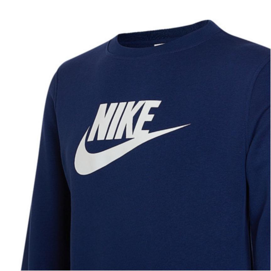 Nike Club Flc Crew Ls Hbr Logo Print Round Neck Sweatshirt Kids Sweatshirt Navy-Blue FD2992-410