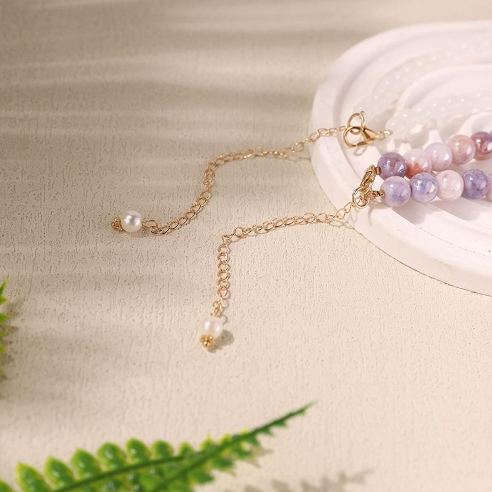 Fashion Colorful Crystal Necklace Sweet Bracelet Chain Jewelry Clavicle Chain  Pearl Jewelry