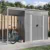 Vidaxl Shed With Canopy, Light Gray, 277X110.5X181 Cm, Steel