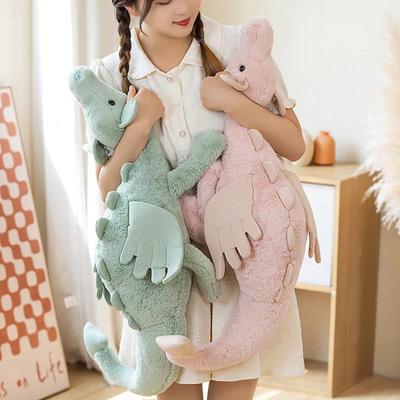 30/50/70/90cm Flying Dragon Cartoon Plush Toy With Wings Blue Green White Pink Long Dragon Plush Toy Pillow Gift For Boys Girls