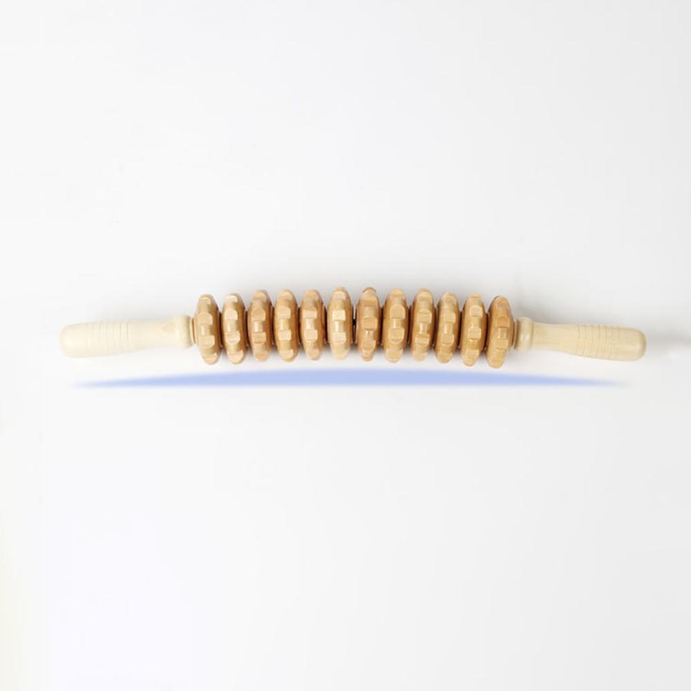 12 Roller Massage Tool Wood Therapy Body Massage Anti Cellulite Roller Stick
