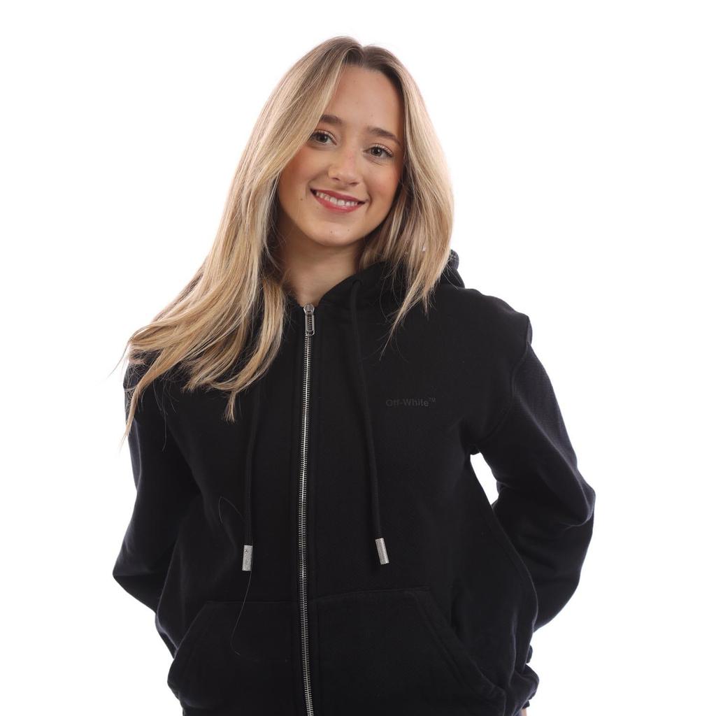 Off White Womens/Ladies Diagonal Full Zip Hoodie