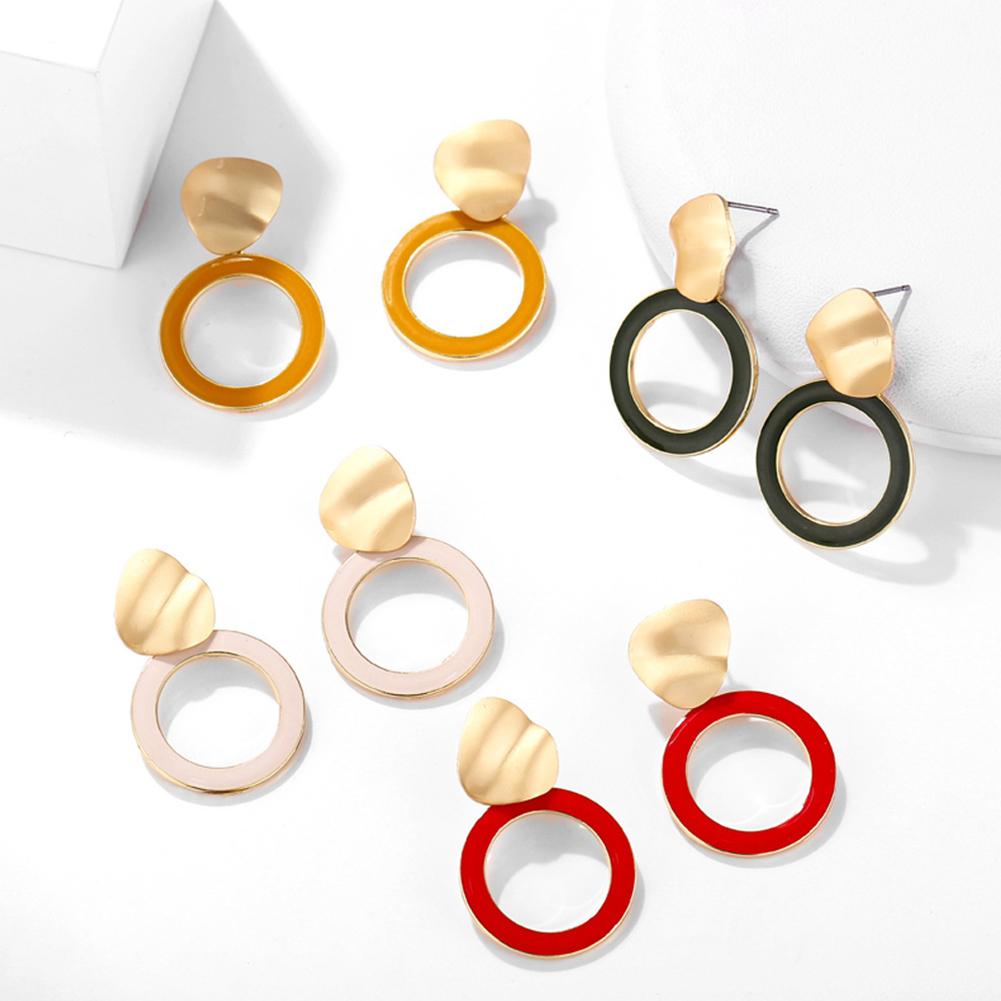 Women Stylish Matte Shine Candy-colored Hoop Earrings