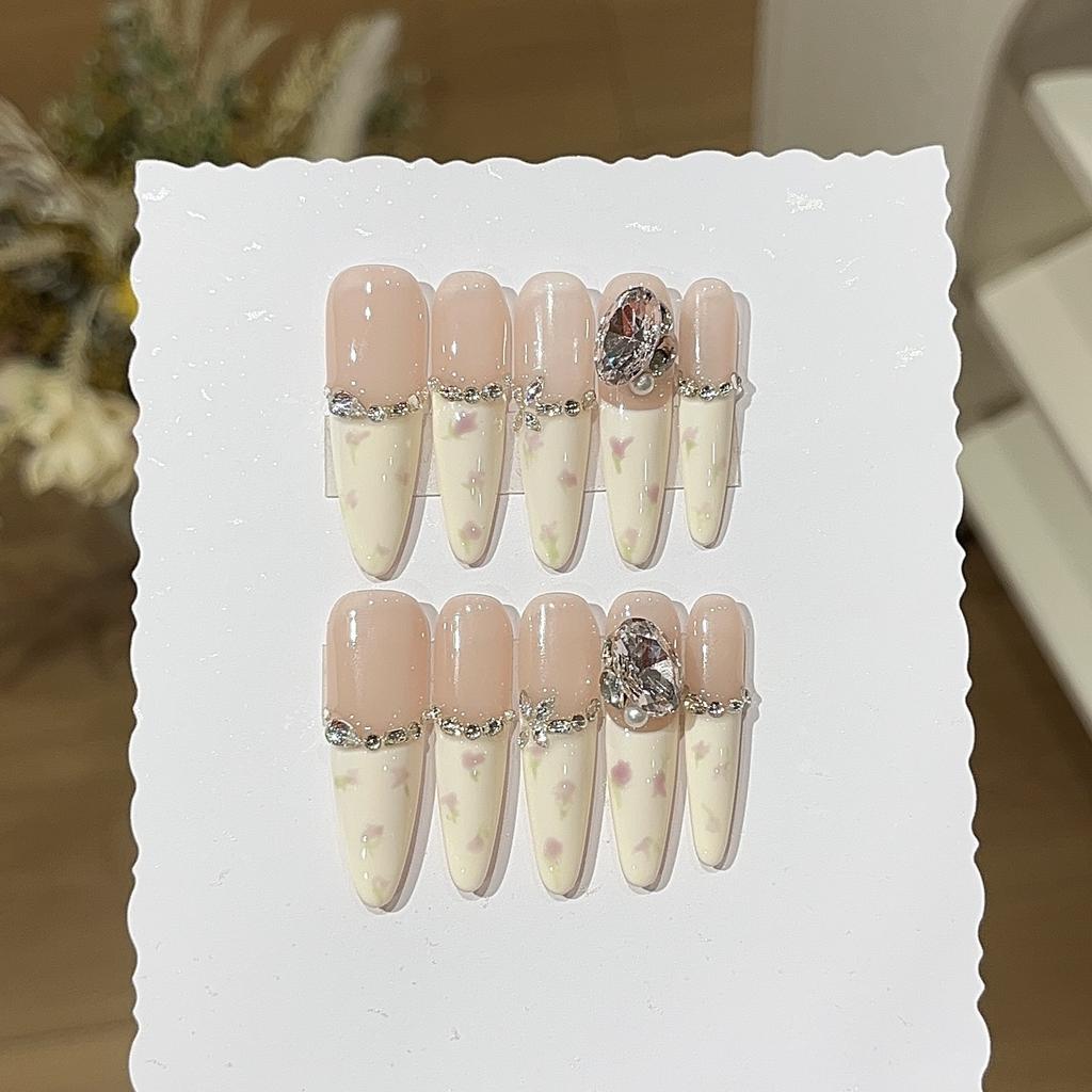 Peach Blossom Lace Spring and Summer Atmosphere French Pastoral Style Hand-painted Cream Flower Pile Drill Wear Armor