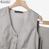 ZANZEA Ärmellose Weste, Oberteile und Hosen für Damen, zweiteiliges Sommer-Set