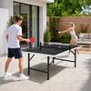 5ft Mid-Size Table Tennis Table, Ping Pong Table with Net, 2 Table Tennis Paddles and 3 Balls for Indoor Game, Black