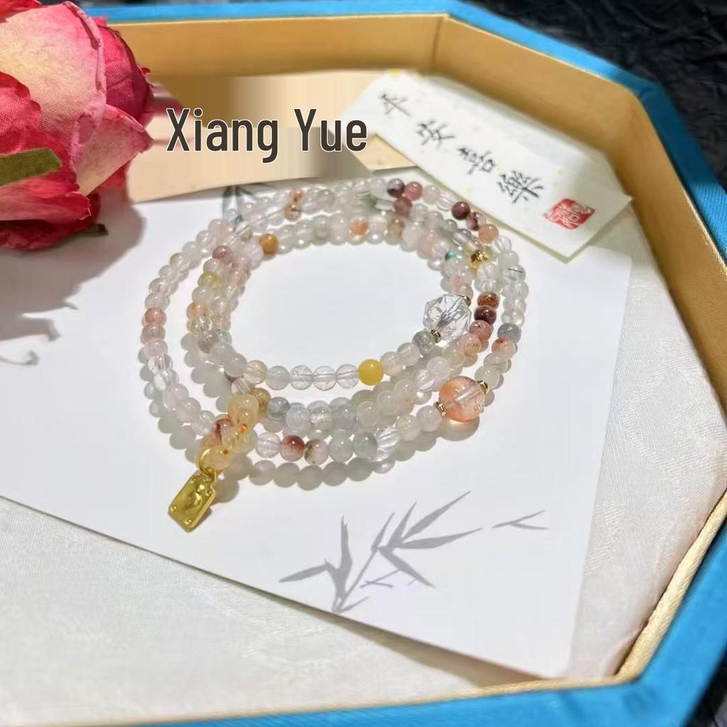 Natural Phantom Quartz Multi-Gem Bracelet: Stylish & Versatile Crystal Jewelry for Women