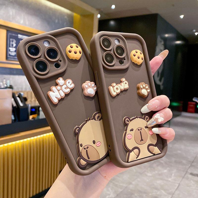 Applicable to Apple 17promax three-dimensional cartoon mobile phone case iPhone16 cute Kapibara 15 all-inclusive soft case