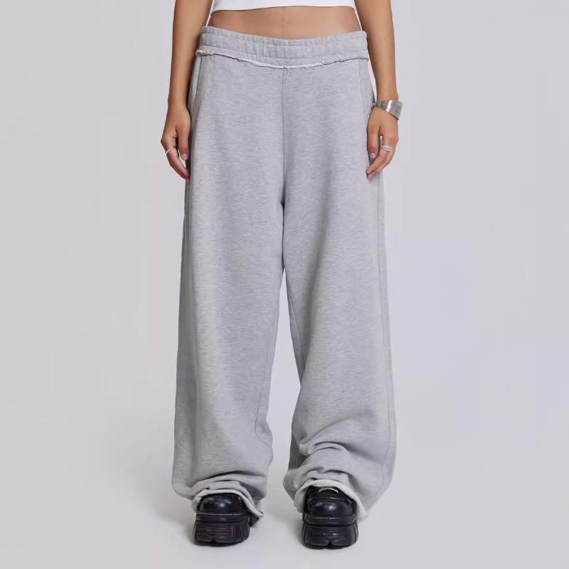 

Европейские и американские ретро женские повседневные брюки свободного кроя с высокой талией, бахромой до пола M серый