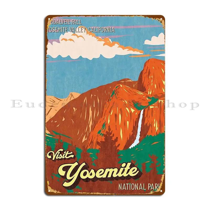 Yosemite National Park Bridalveil Fall Poster Metal Plaque Decoration Party Club Bar Personalized Create Tin Sign Poster