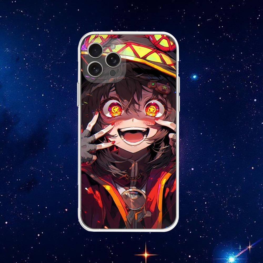 Megumin Anime K-KonoSubaS Phone Case For iPhone 16,15,14,13,12,11 Plus,Pro,Max,XR,XS,X,7,8 Plus,SE,Mini Transparent Shell