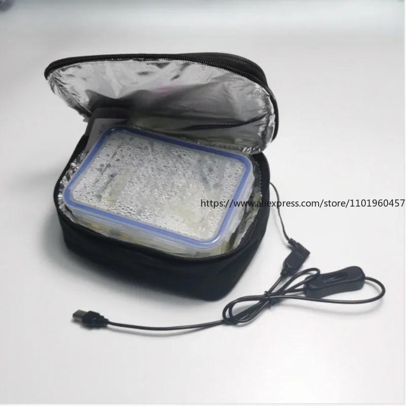 USB Portable Food Warmer Electric Lunch Box Food Heater Lunch Warming Tote For Office Travel Portable Heating Bag With USB Cable