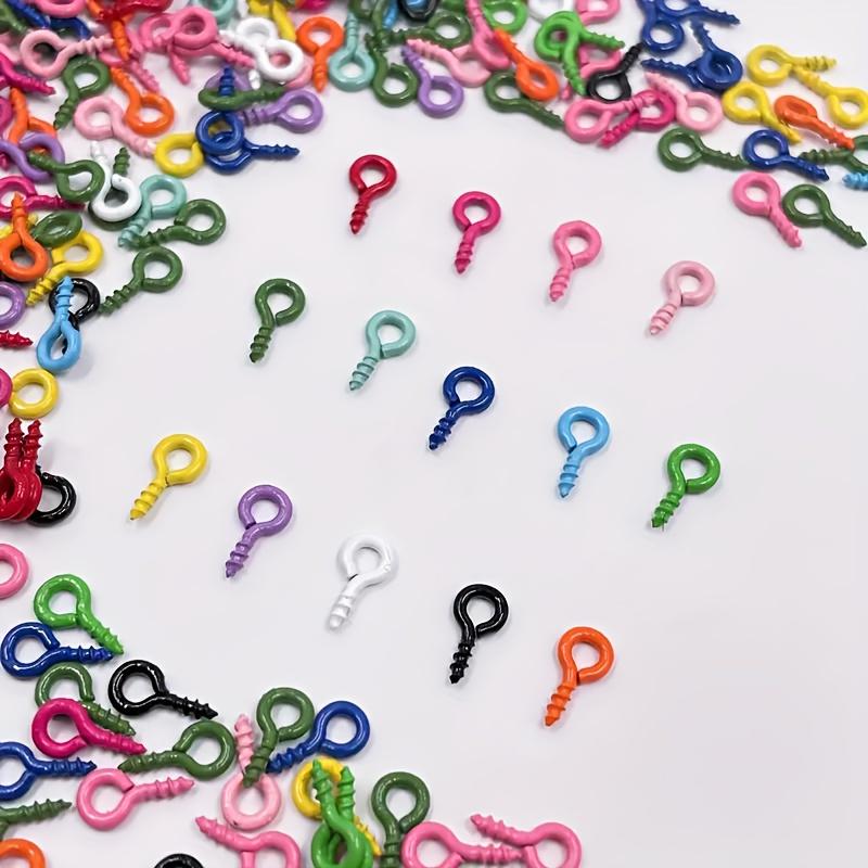 100 ks Barevně lakované kovové očko, hřebík s ovčím okem, hřebík s ovčím rohem, šroubovací hřebík, šroub zinkové slitiny, očka pro ručně vyráběné DIY šperky