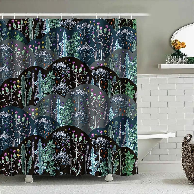 Botanical Shower Curtain Nature Floral Forest Green Plants Bathroom Decor Vintage Rustic Farmhouse Home Decor Wall Art