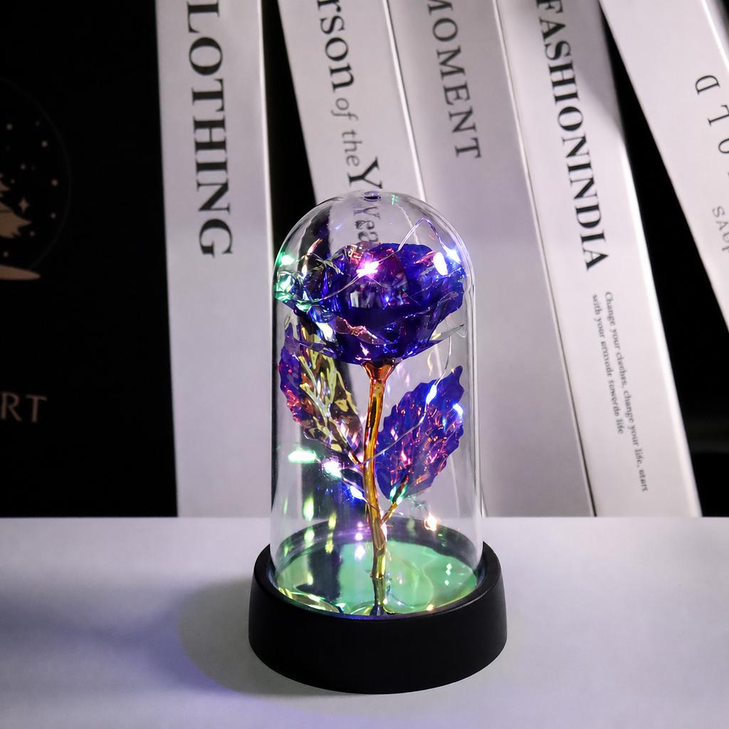 Acrylic Dome Decorative Lamp Decorative Fairy Lights Night Light Preserved Rose Lamp Holographic For Dresser Christmas