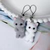 Kawaii Flocking Cat Pendant Phone Lanyard Cute Bow Kitten Phone Chain Korean Mobile Phone Charm Keycord Girl Gifts