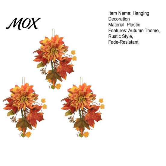 Thanksgiving Door Decor Artificial Maple Leaf Decoration, Autumn Decoration with Leaves Faux Dahlia, Exquisite Floral Rustic Hanging Ornament