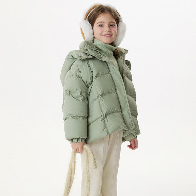 Winter Girls Middle and Older Children White Duck Down Warm Thickened Down Jacket