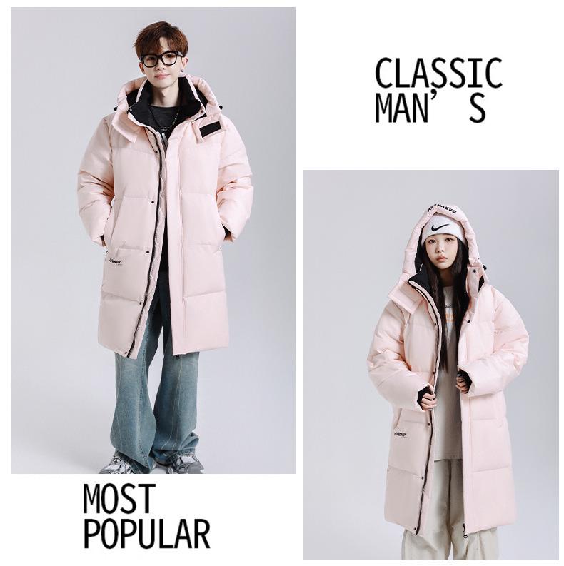 New Cross-Border Mid-Length Extreme Cold Couple Down Jacket: Trendy, Thickened Winter Outerwear for Men & Women